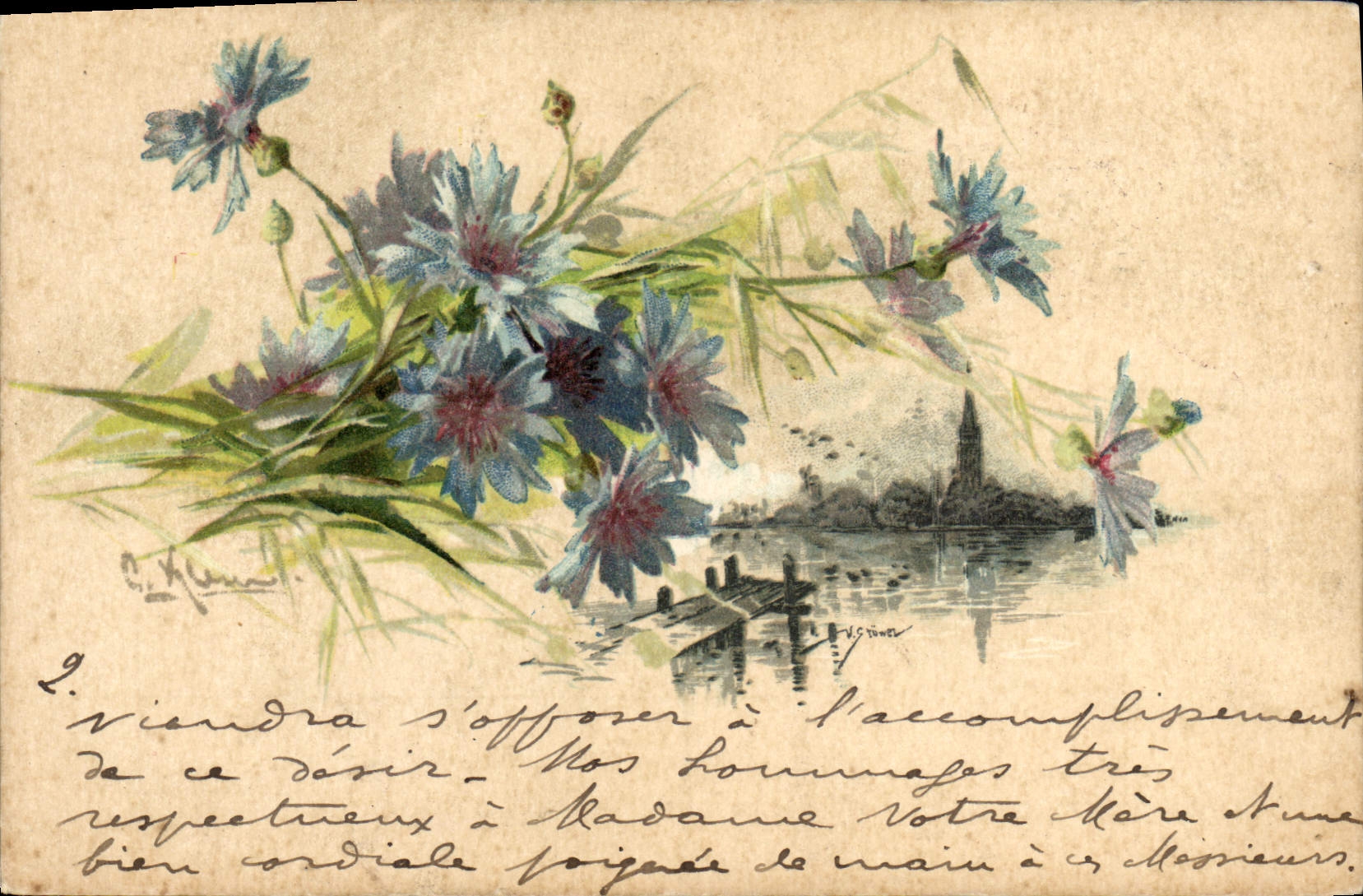 CPA Fantaisie illustrateur Fleurs 