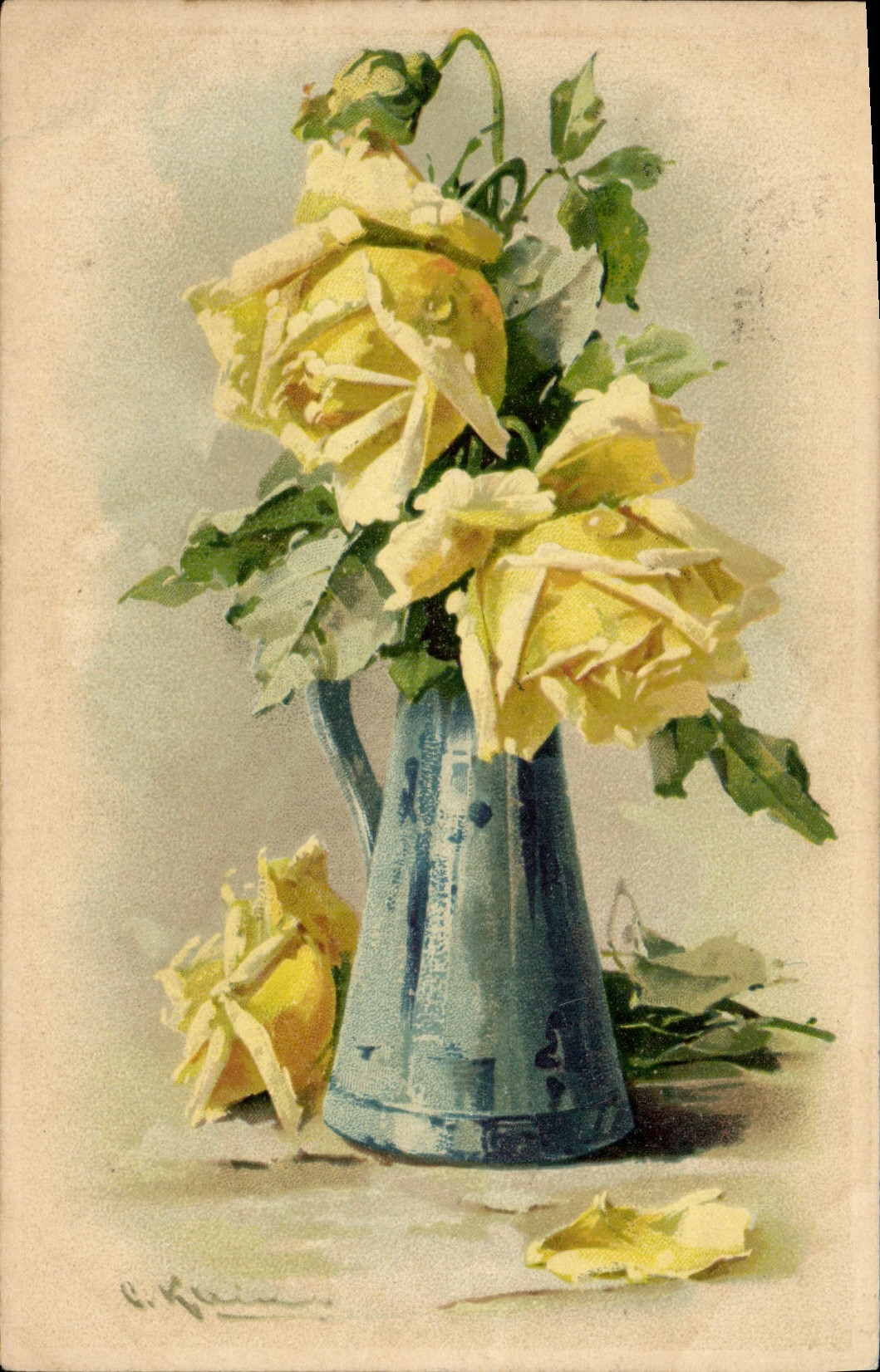 CPA Fantaisie illustrateur Fleurs 