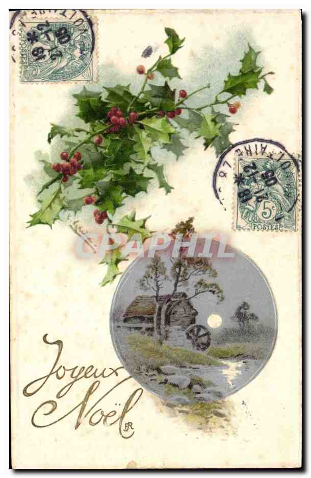 CPA Fantaisie illustrateur Fleurs Moulin a eau Houx 