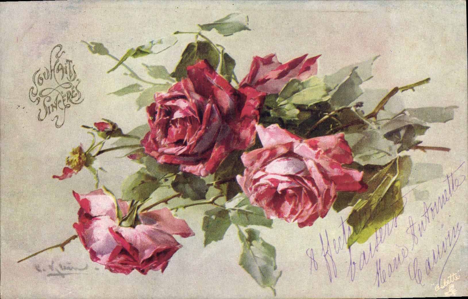 CPA Fantaisie illustrateur Fleurs 