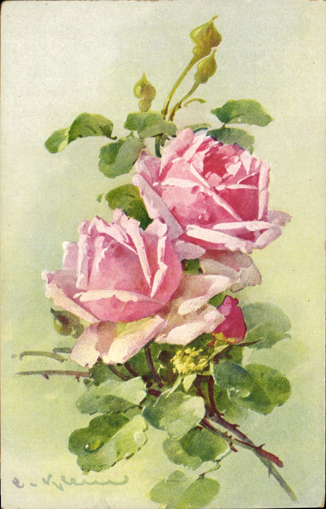 CPA Fantaisie illustrateur Fleurs 