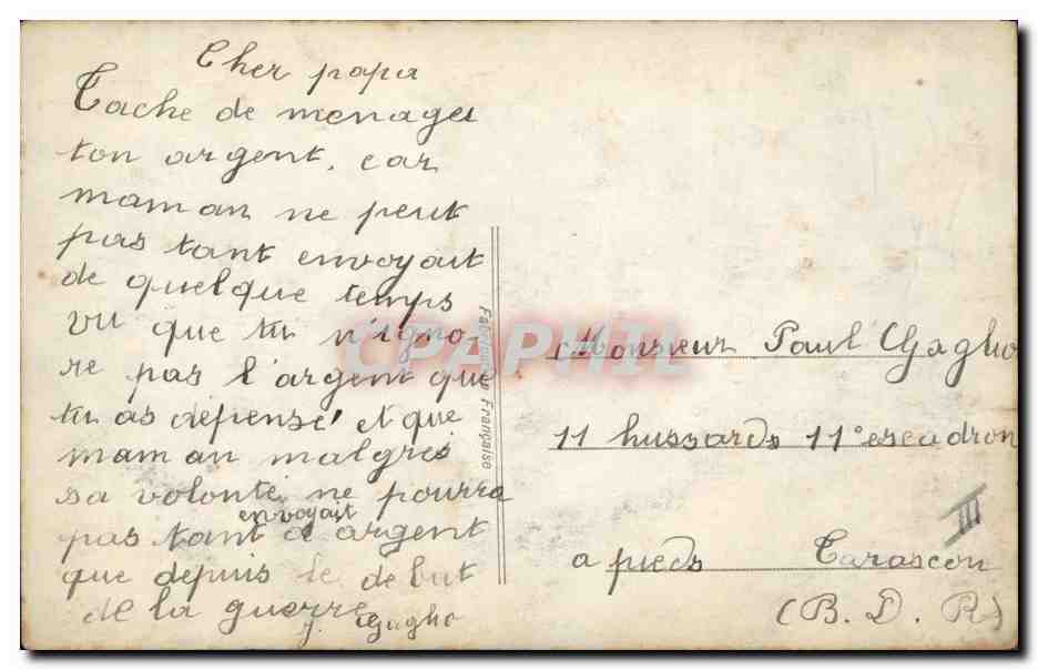 CPA Militaria General de Castelnau  — Verso
