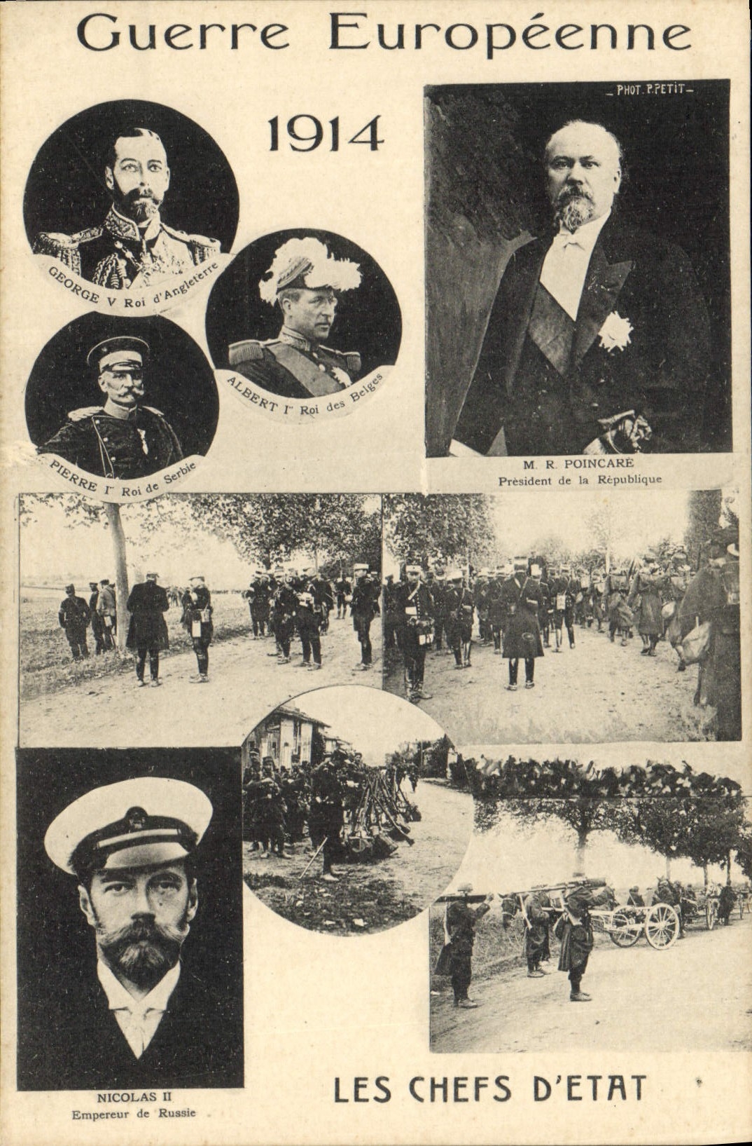 CPA Militaria Guerre europeenne Nicolas II George V Pierre 1er de Serbie Poincare Russia Russia Serbia 