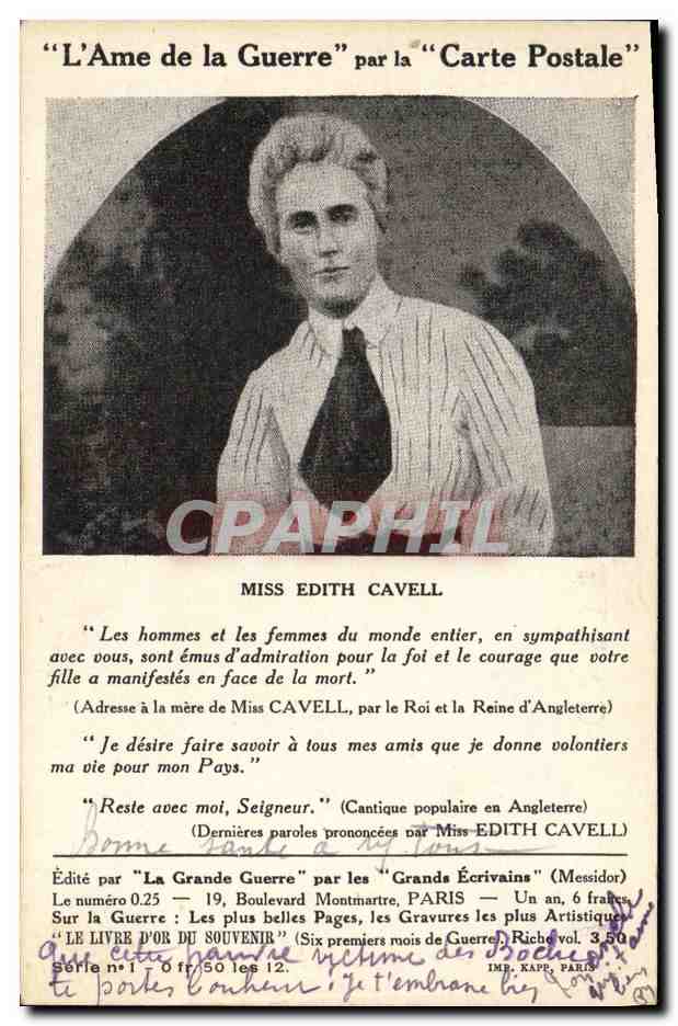CPA Militaria Miss Edith Cavell 