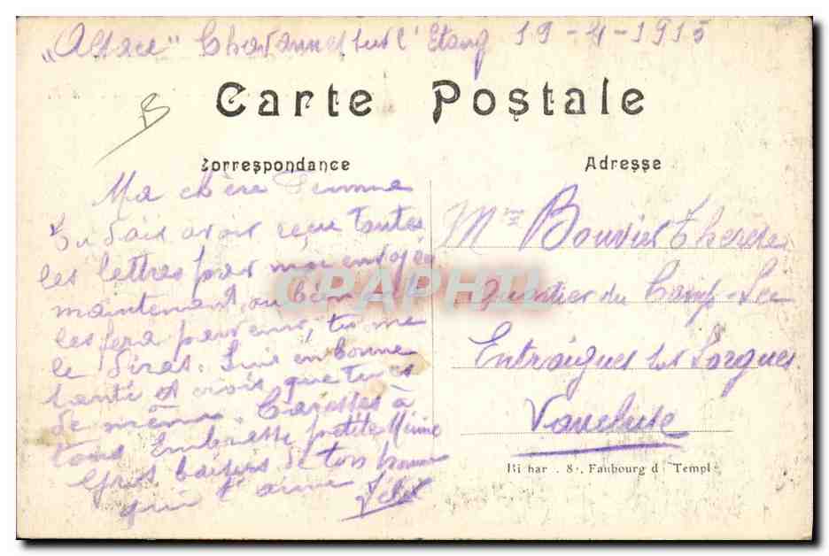 Arrivée de M. Millerand à Dannemarie — L'Alsace reconquise — La Grande Guerre 1914-15 — Achterkant