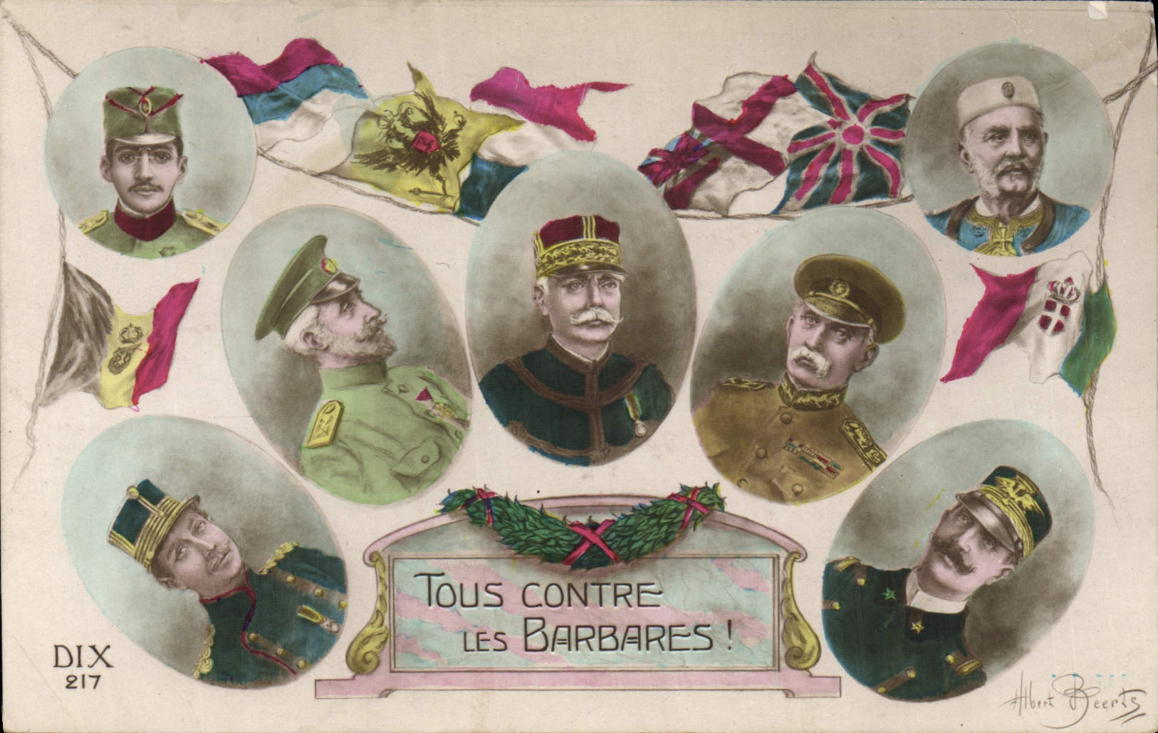 CPA Militaria Tous contre les barbares 