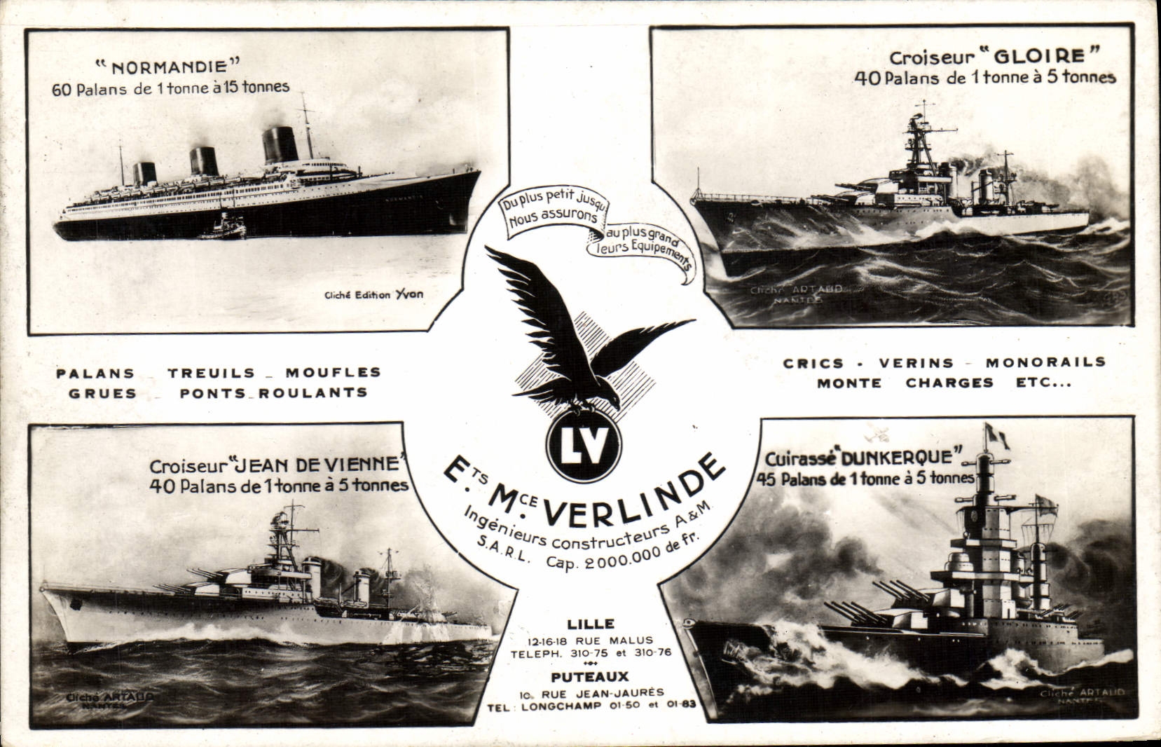 CPA Bateau Paquebot Normandie Croiseur Jean de Vienne Gloire Dunkerque Verlinde 