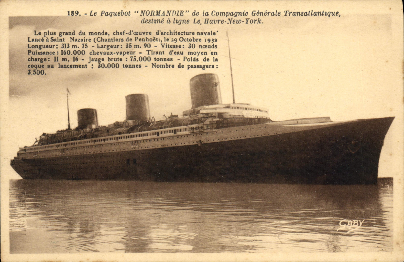Le Paquebot "NORMANDIE" — Compagnie Générale Transatlantique — n°189