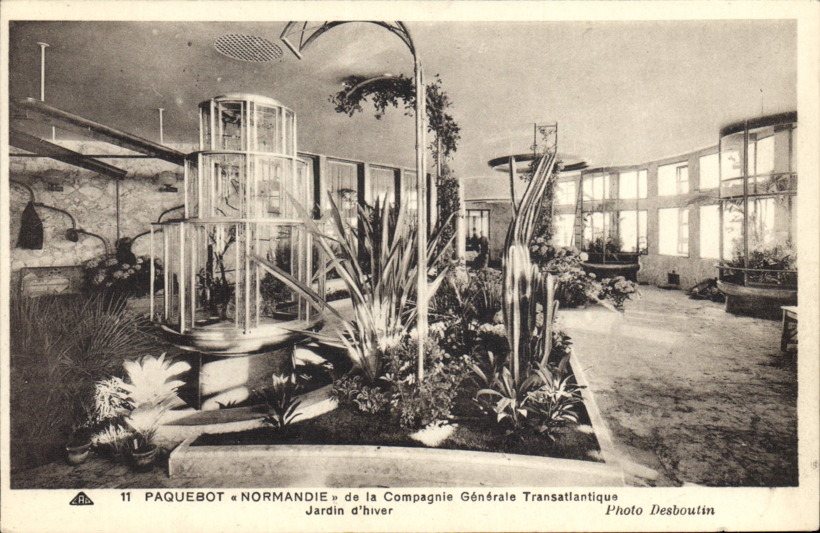 Jardin d'hiver du paquebot « Normandie » — Compagnie Générale Transatlantique — Photo Desboutilin