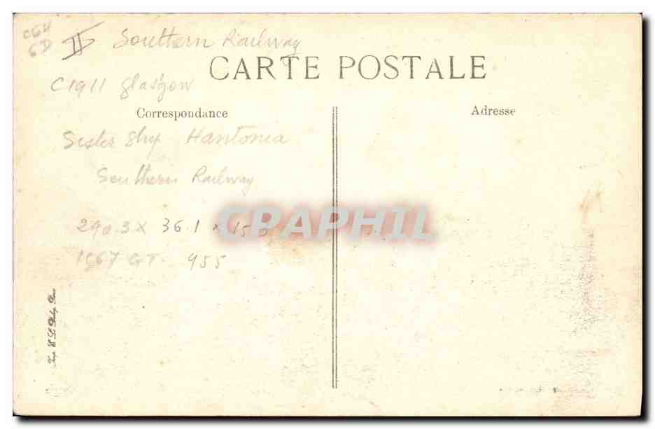 CPA Bateau Paquebot Le Havre Le Normandia Nouveau bateau de Southampton  — Verso