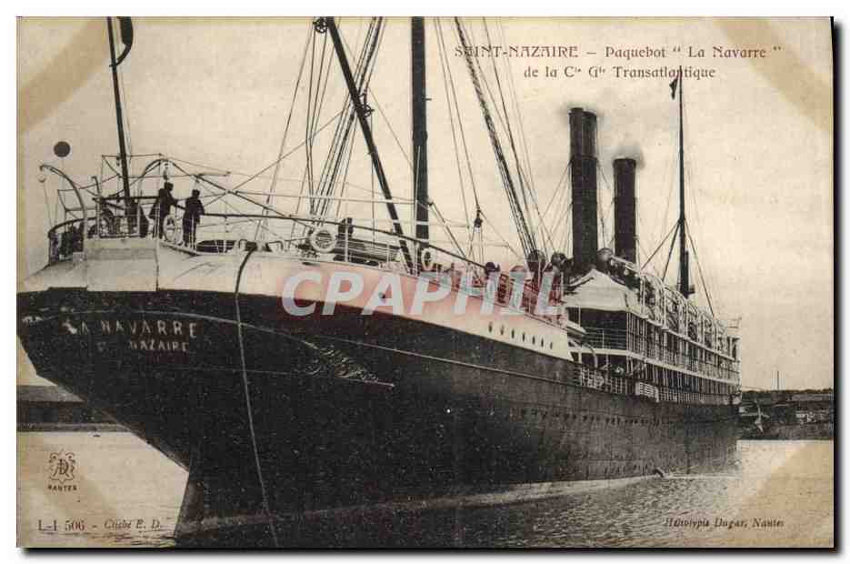 Saint-Nazaire — Paquebot "La Navarre" de la Cie Transatlantique — éditeur Nantes, n° L-1 506