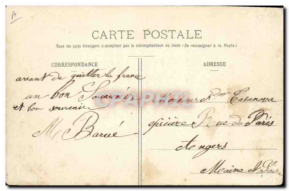 CPA Bateau Paquebot transatlantique La Normandie sortant du port St Nazaire  — Verso