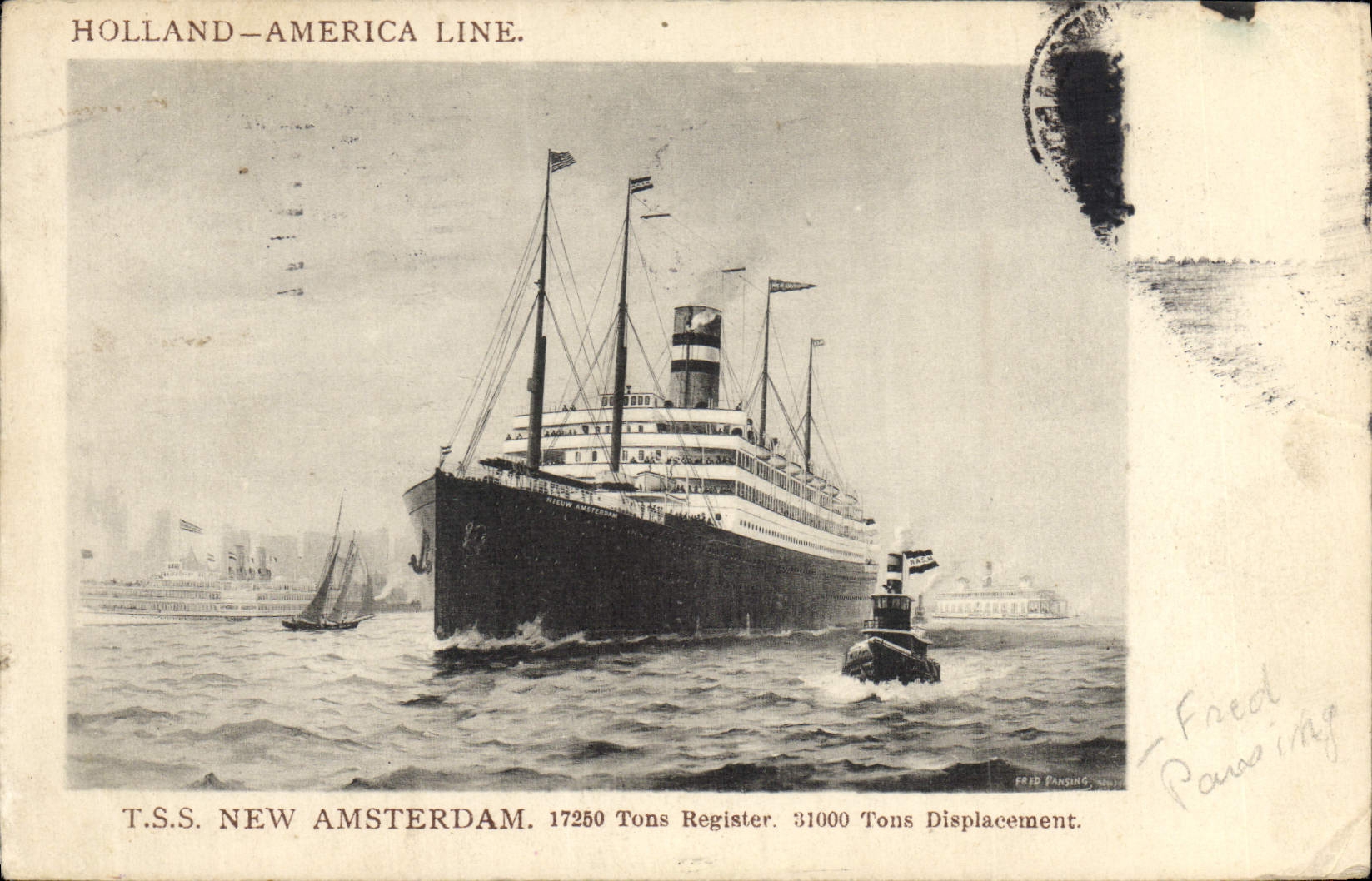 CPA Bateau Paquebot TSS New Amsterdam Holland America Line