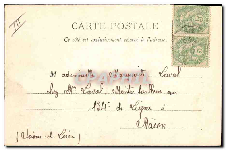 Château-Arnoux — Clocher de l'église — Papier de la Série 134 — Reverso