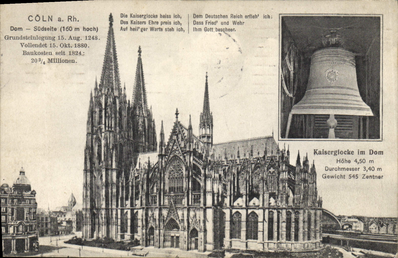 Cologne - Cathédrale du Dom - Vue sud - Dr. Trenkler Co., Leipzig, No. 4