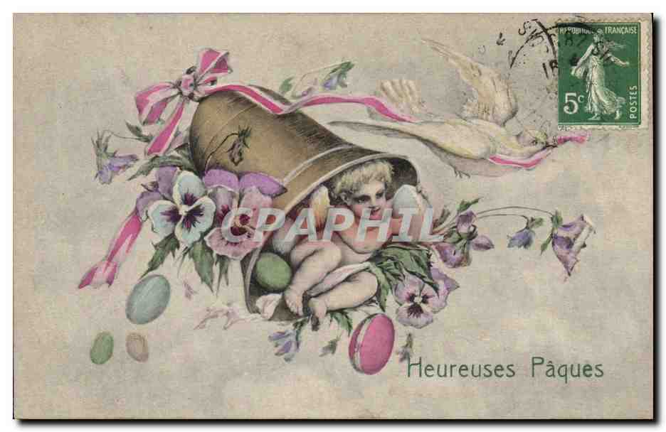 CPA Cloche Enfant Paques