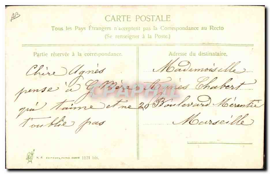 Violettes — texte poétique — M.E. Éditeurs, Paris, série 1121 bis — Verso