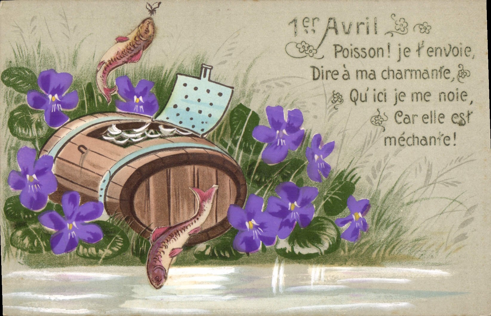CPA Fantaisie Fleurs Poisson 