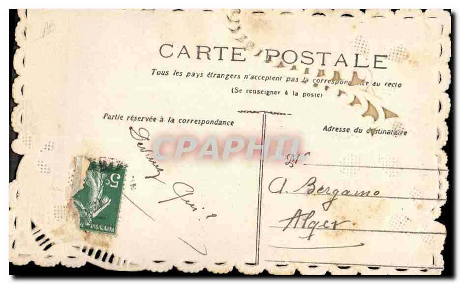 1er Avril — poisson discret — carte postale décorée de marguerites et poisson — Reverso