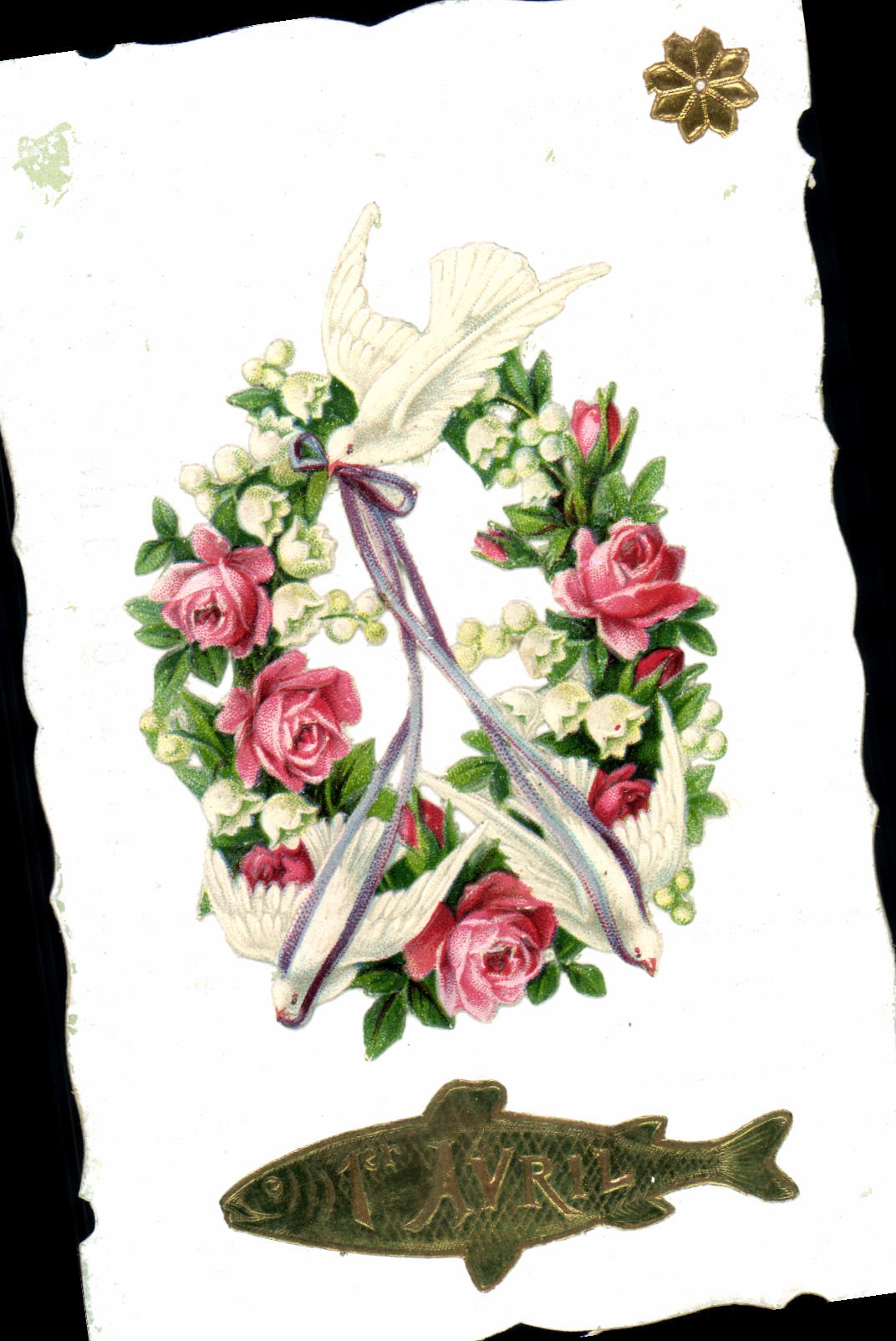 CPA Fantaisie Fleurs Poisson Colombes 