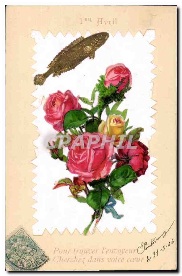 CPA Fantaisie Fleurs Poisson 