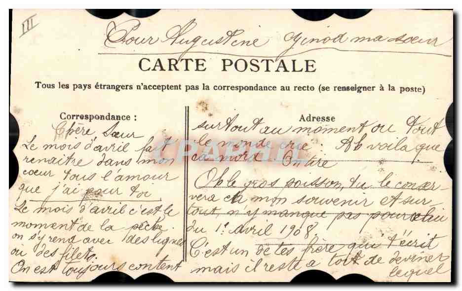 CPA Fantaisie Fleurs Poissons 1er Avril  — Verso