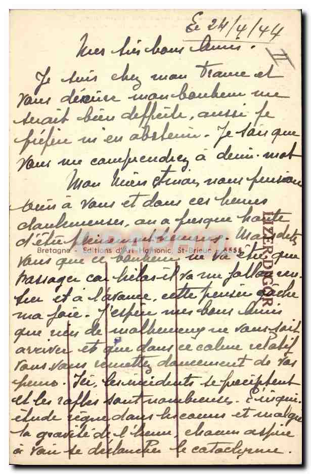 CPA Folklore Lits clos Bretons  — Verso