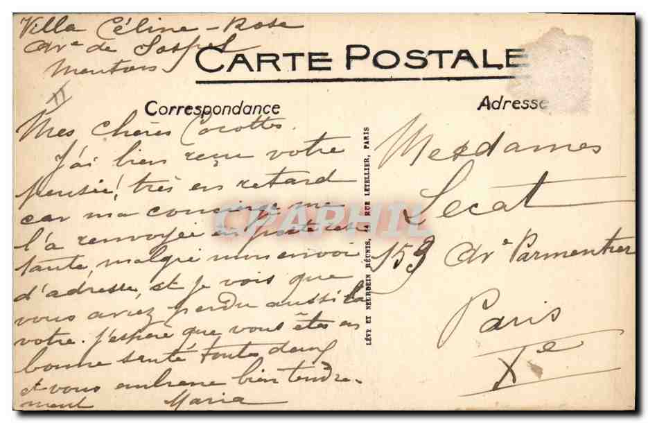 La Côte d'Azur — La cueillette des violettes — LL — Verso