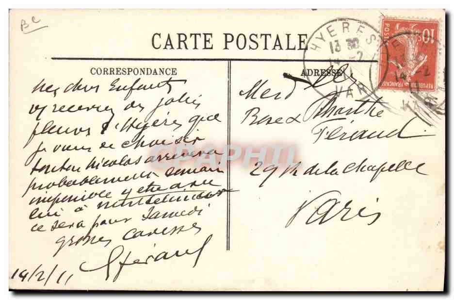 CPA Cueillette des Tubereuses Cote d'Azur — Rückseite