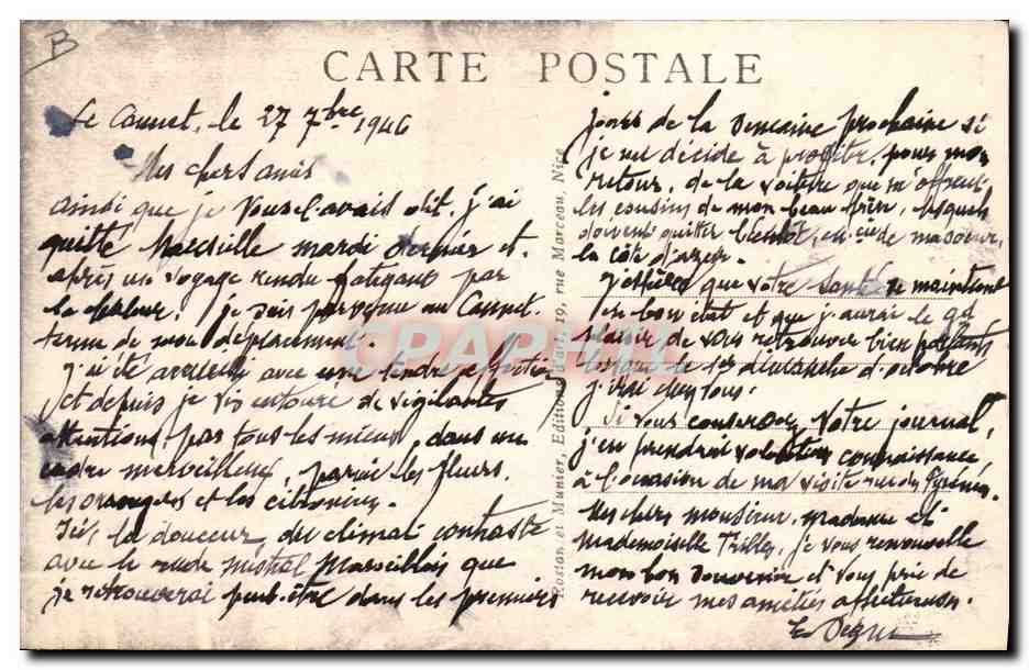 CPA Cueillette de la fleur d'oranger Cote d'Azur — Rückseite