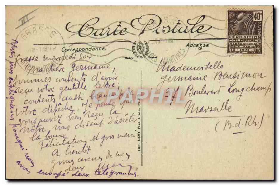 CPA Cueillette des Tubereuses Cote d'Azur — Rückseite