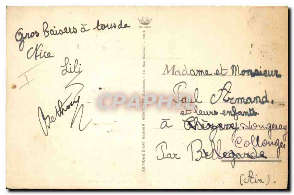 CPA Cueillette Cote d'Azur Costumes locaux Champ de mimosas — Back