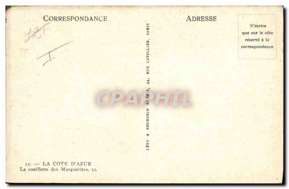 CPA Cueillette des marguerites Cote d'Azur — Rückseite