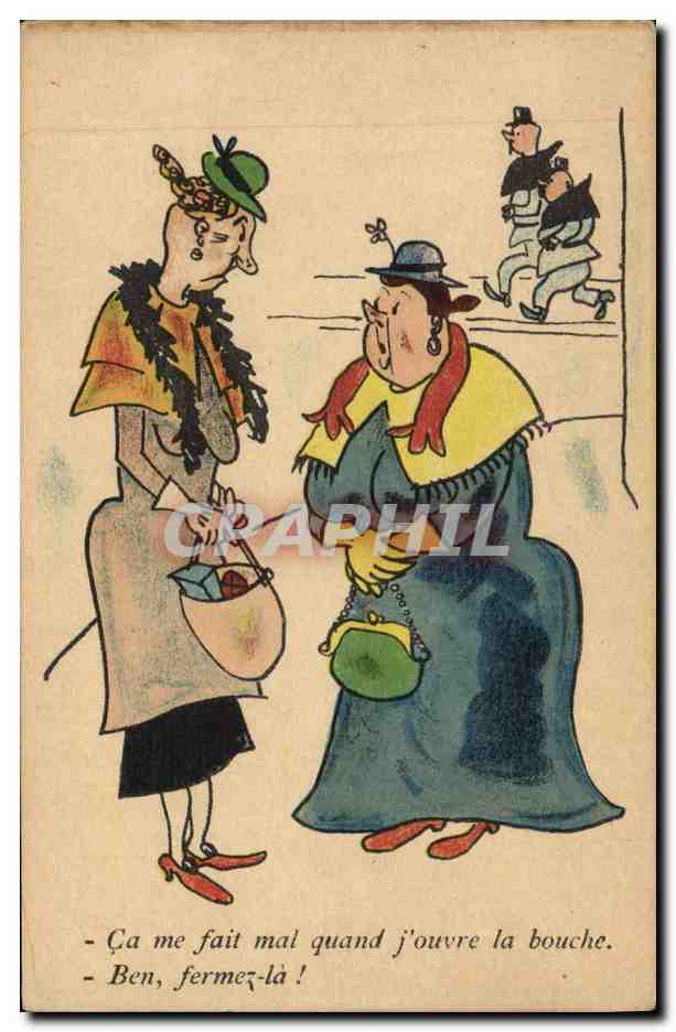 Deux femmes en conversation — dessin humoristique — Collection Comique 82, éditée par Noëter, Paris