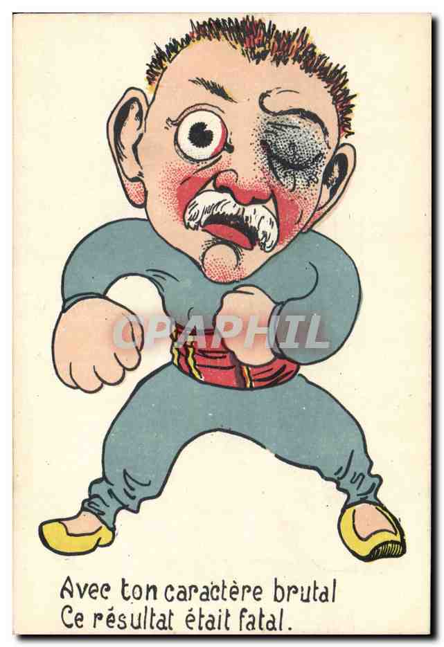 Caricature d'un homme brutal — avec texte moralisateur — éditeur P-C Paris