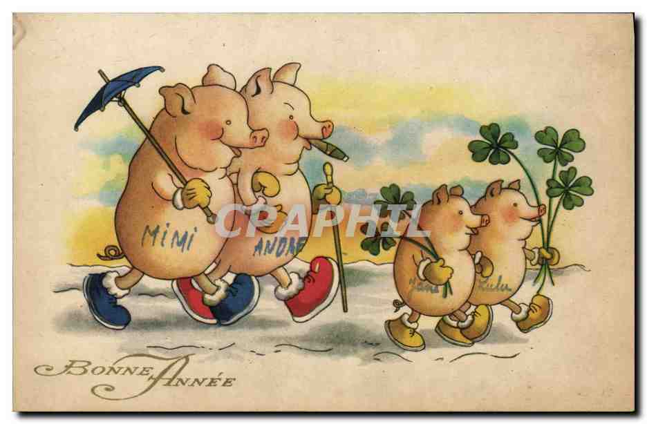 CPA Fantaisie Cochon Porc 