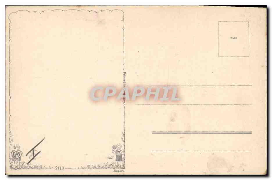 CPA Fantaisie Enfants Oiseau Chat Chaton  — Rückseite