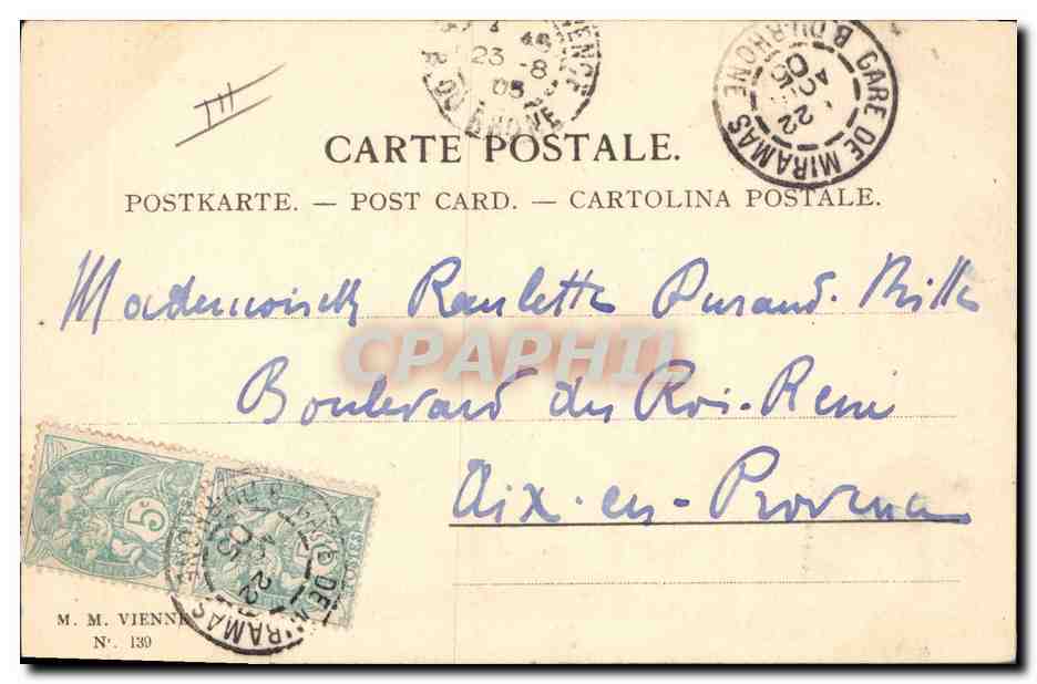 Femme à la métairie — filature — éditeur M. M. VIENNE N° 130 — Achterkant