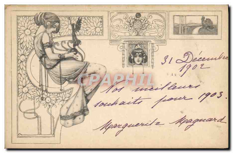 Femme assise — Art nouveau — éditeur M. M. Vienne, n° de série non visible