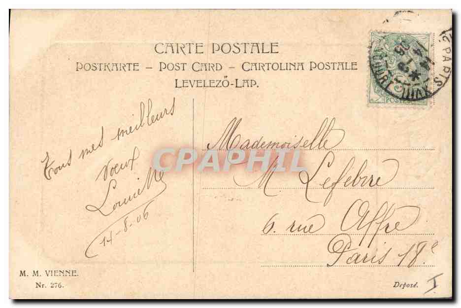 Jeune femme en voile tenant un bouquet de lilas — Louisette — n°276 — Reverso