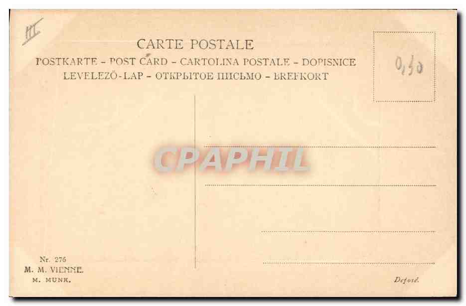 Jeune femme en robe rose tenant un bouquet de lilas — M. M. Vienne, n° 276 — Reverso