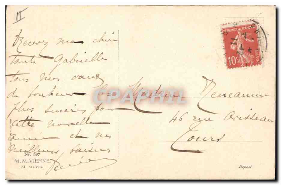 Deux jeunes femmes — vœux de bonne année 1912 — Brevier, n° 599 — Reverso