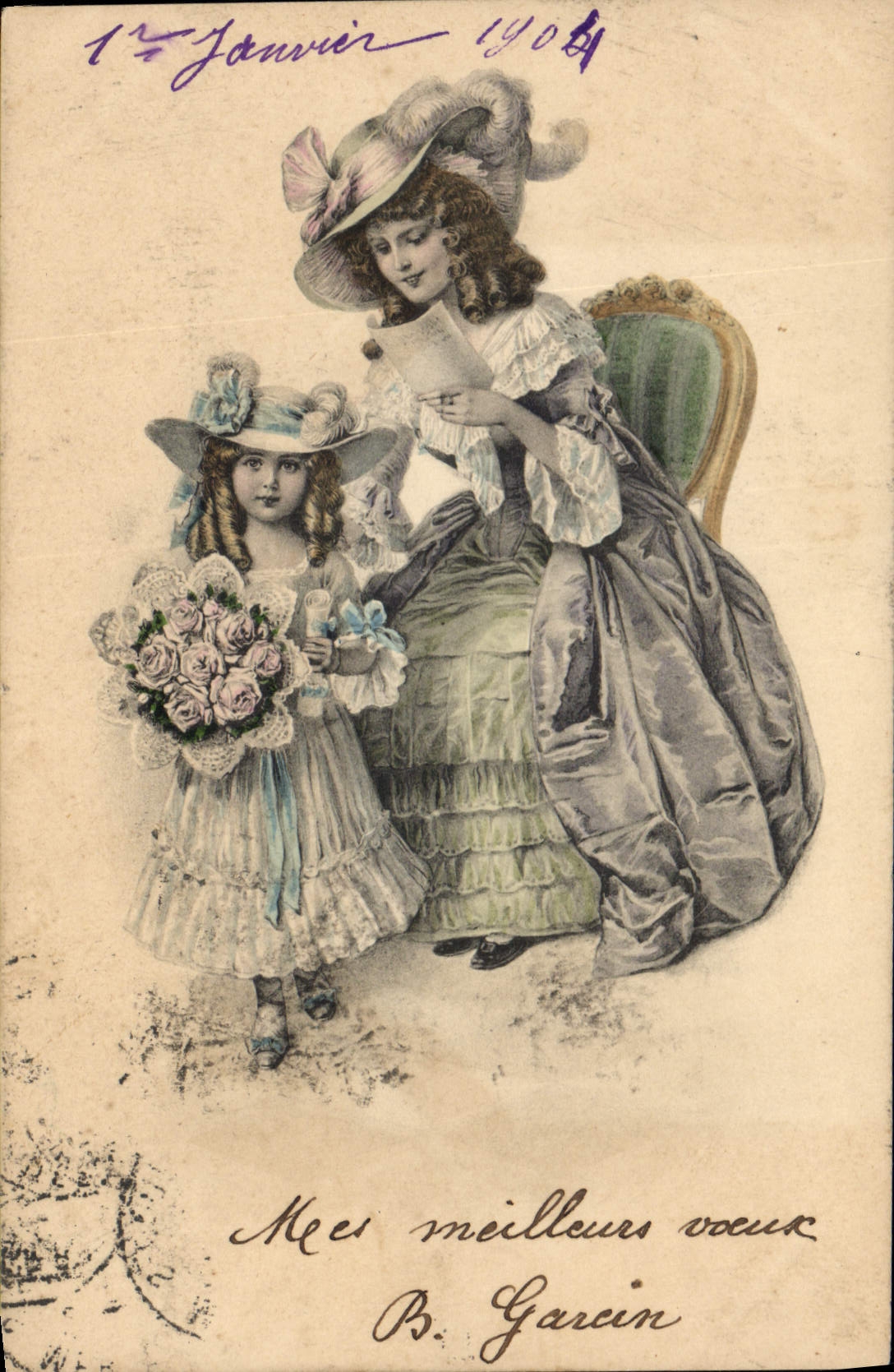Femme et enfant — Vœux de bonne année — B. Garcin, n° 159