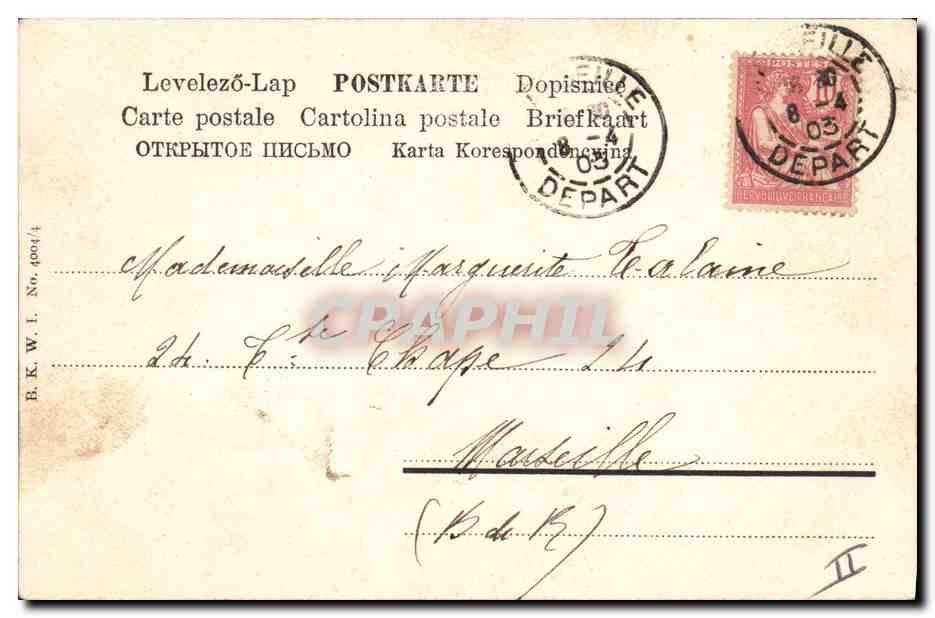 Femme avec lapins — Pâques — Levelez-Lap, B.K.W.I. N° 4004/4 — Verso