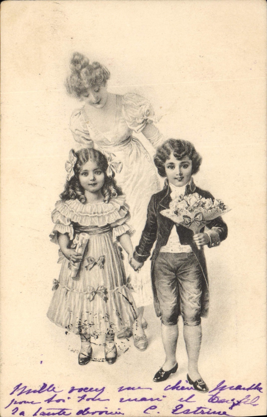 CPA Fantaisie Femme Enfants 