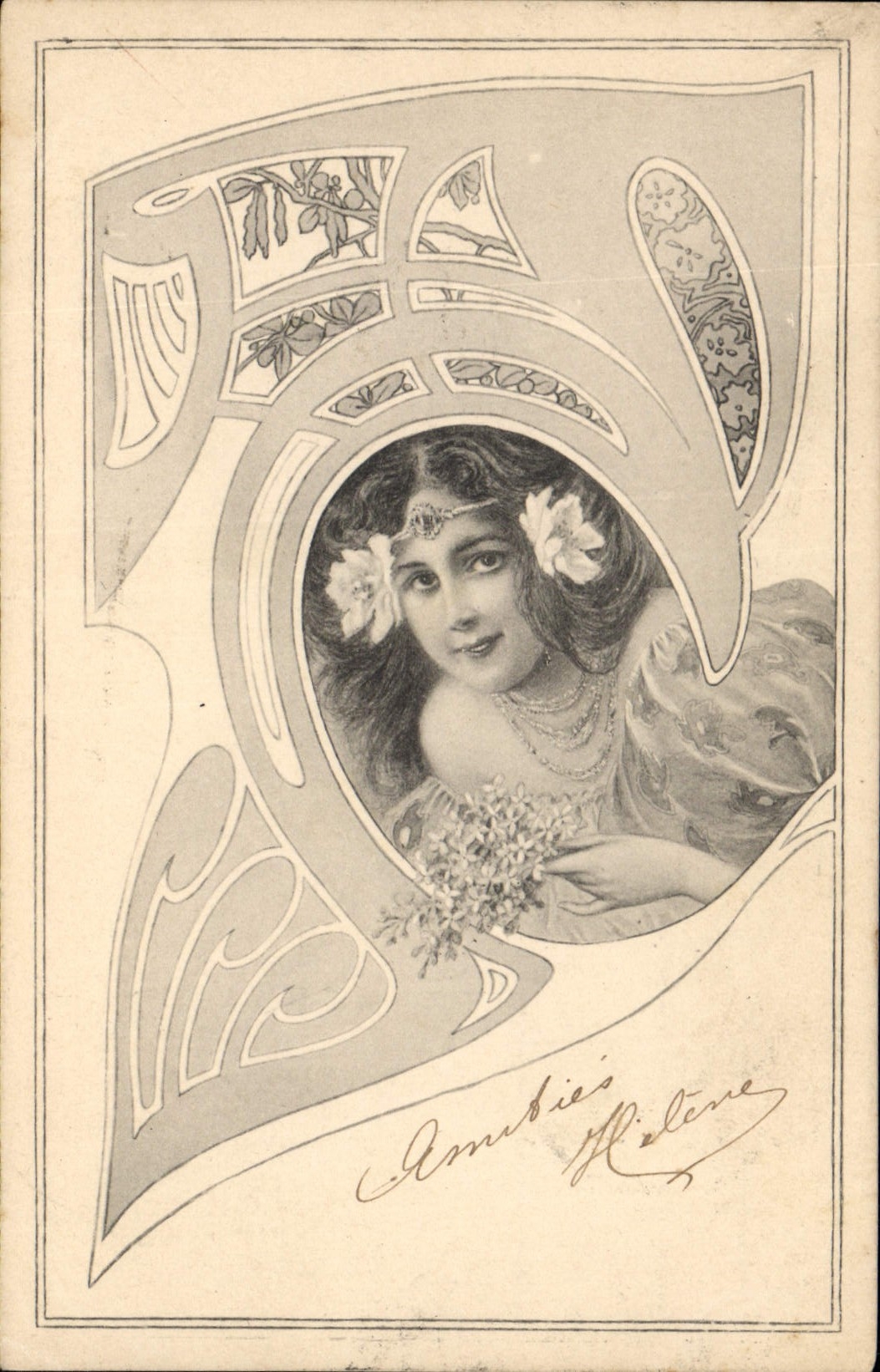 Femme élégante — Art nouveau — Ambérieu, éditée par H. Rotene