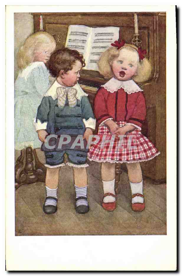 Kinder singen — Innenraum-Szene — M. M. MUNK, Wien, Nr. 713