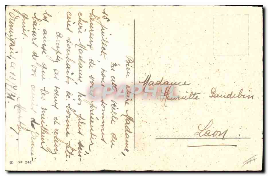 Bouquet de roses — texte 'Bonne Fête' — éditeur CPAPHIL, n° 243 — Verso