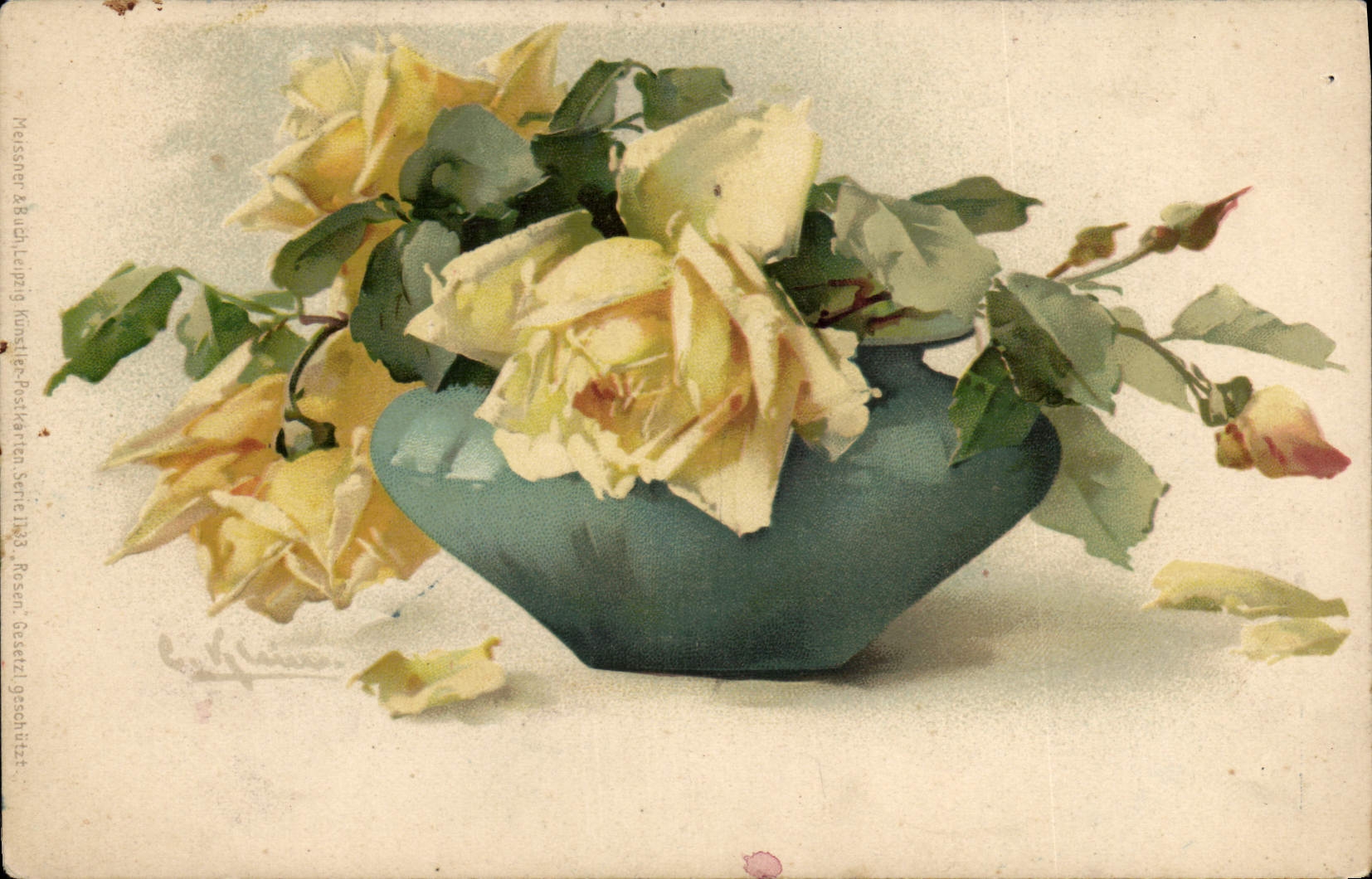 CPA Fantaisie Illustrateur Fleurs 