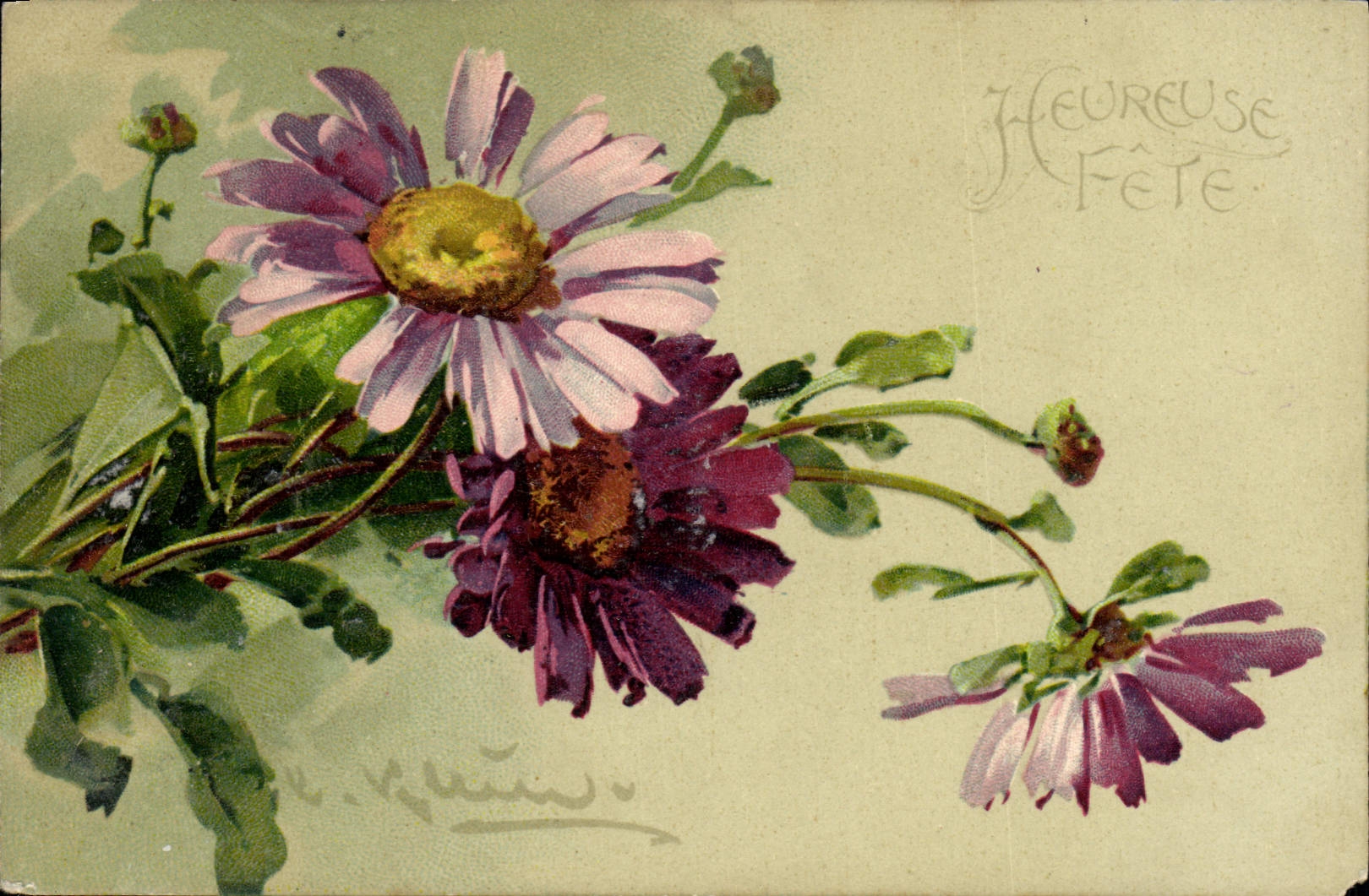 CPA Fantaisie Illustrateur Fleurs 